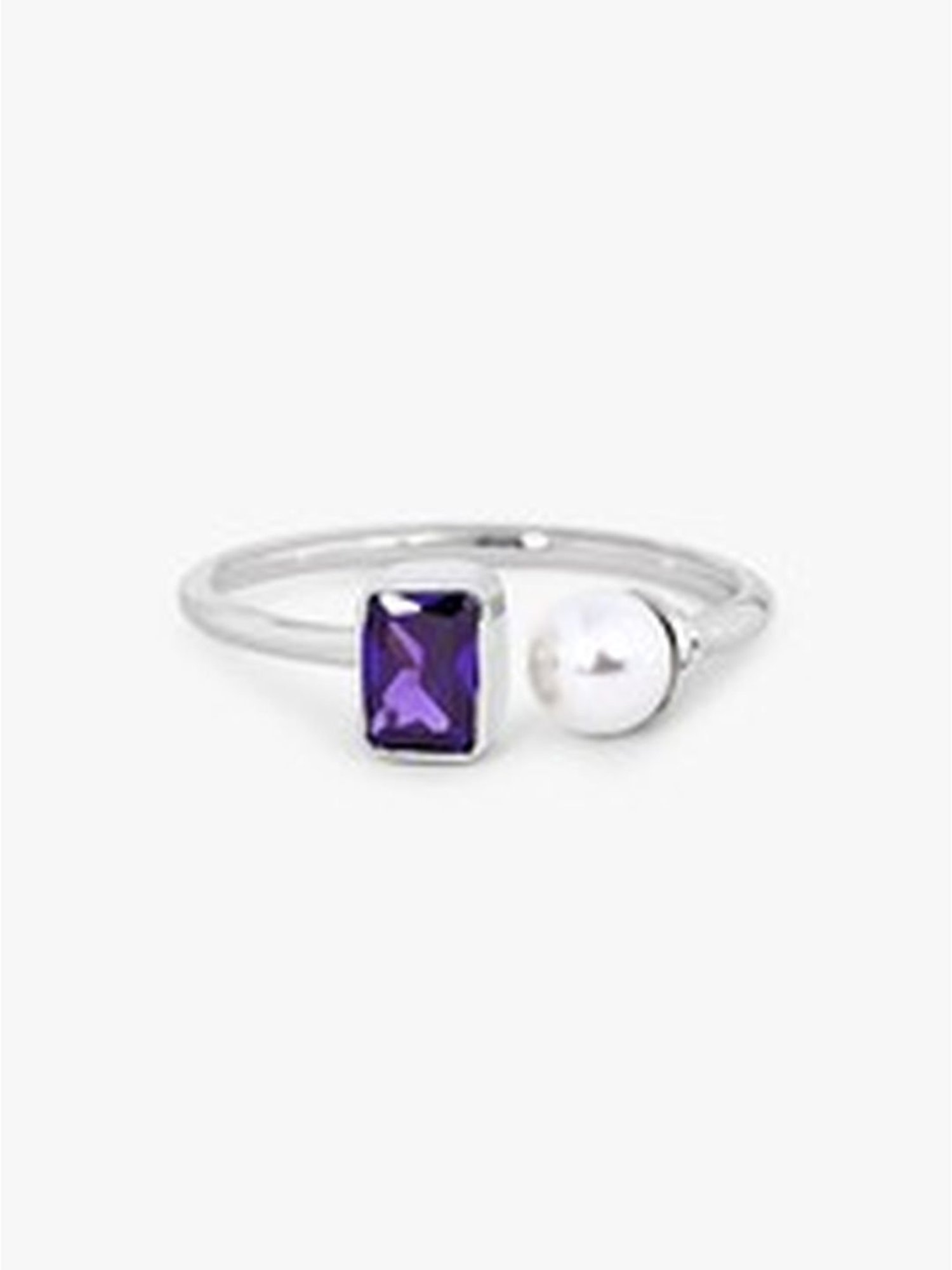 March by FableStreet 92.5 Sterling Silver Amethyst Pearl Ring for Women