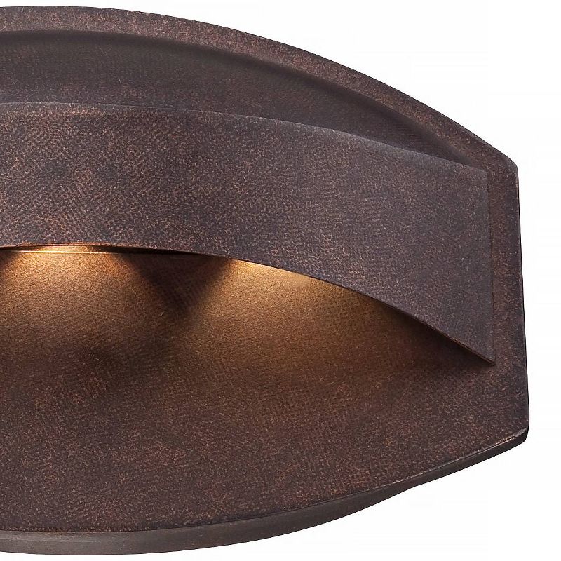 Possini Euro Design Modern Outdoor Wall Light Fixture LED Bronze 11" Wide Eyebrow Dark Sky for Exterior House Porch Patio Deck
