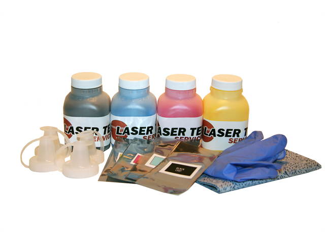 Laser Tek Services &reg; 4 Pack Toner Refill Kit with chips for Dell 2150 2150cdn 2150cn 2155cdn 2155cn