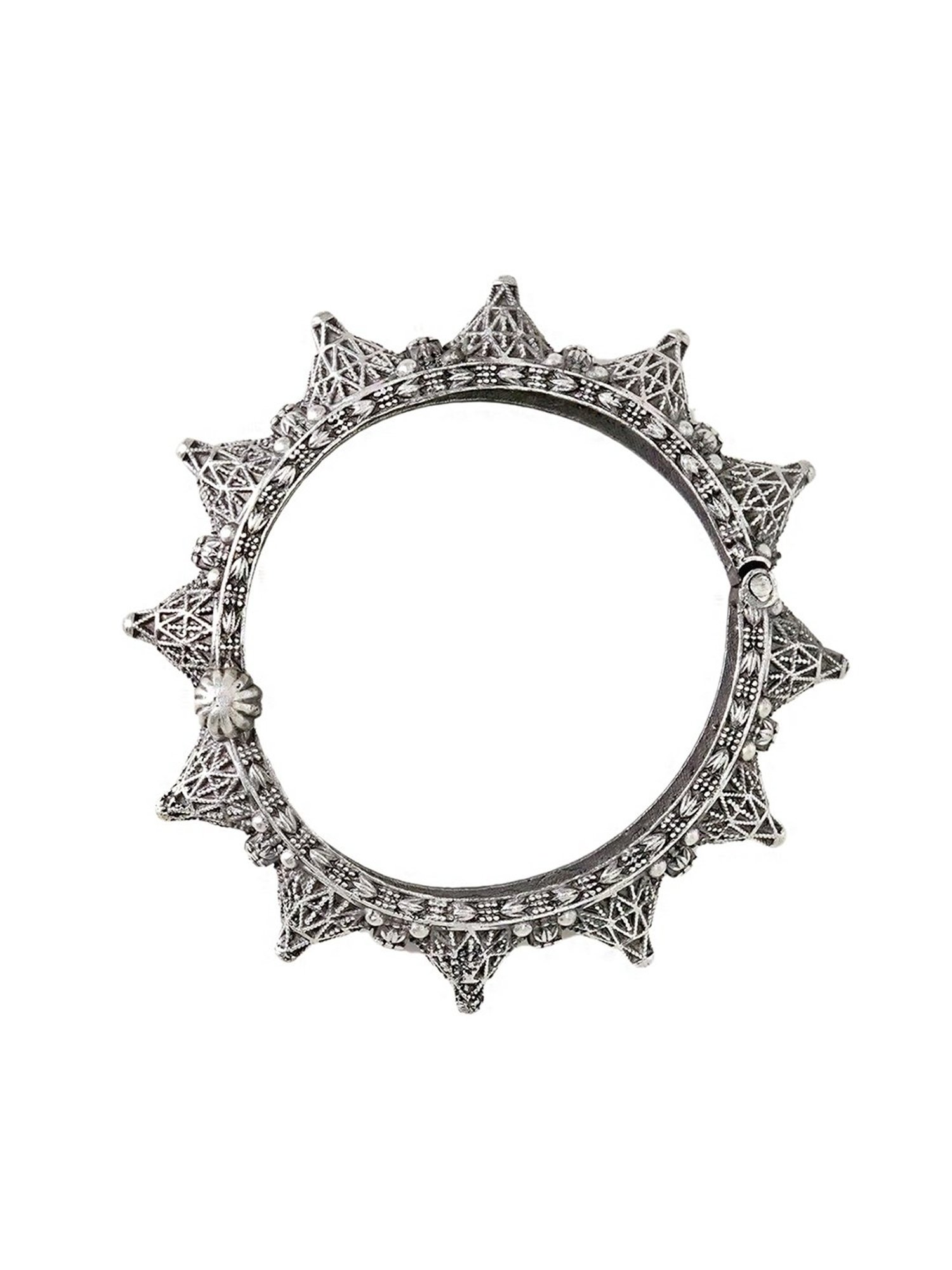 Teejh Ethnic  Pahal Silver Oxidized Bangle for Women