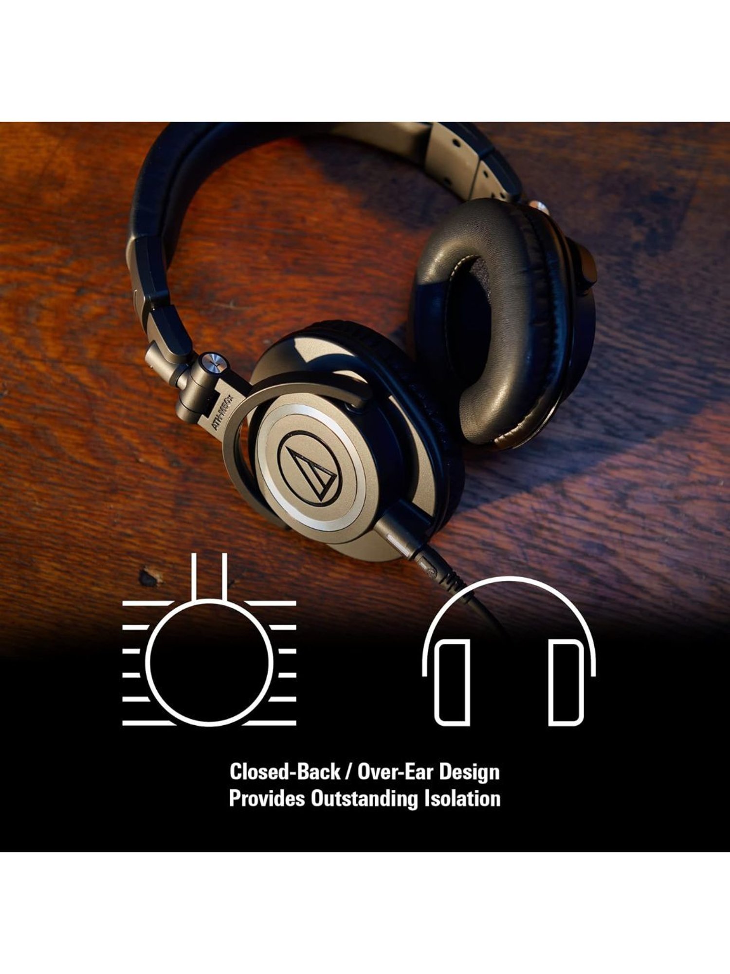 Audio Technica ATH M50x Over Ear Professional Studio Monitor Headphones (Black)