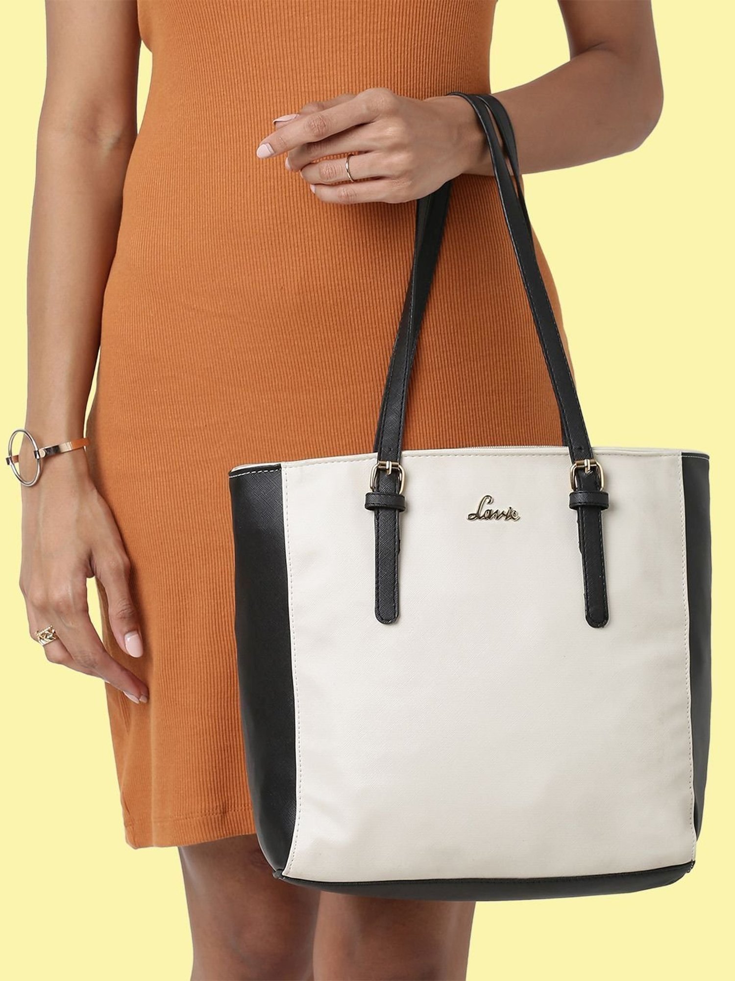 Call It Spring Black Combo Solid Large Tote Handbag