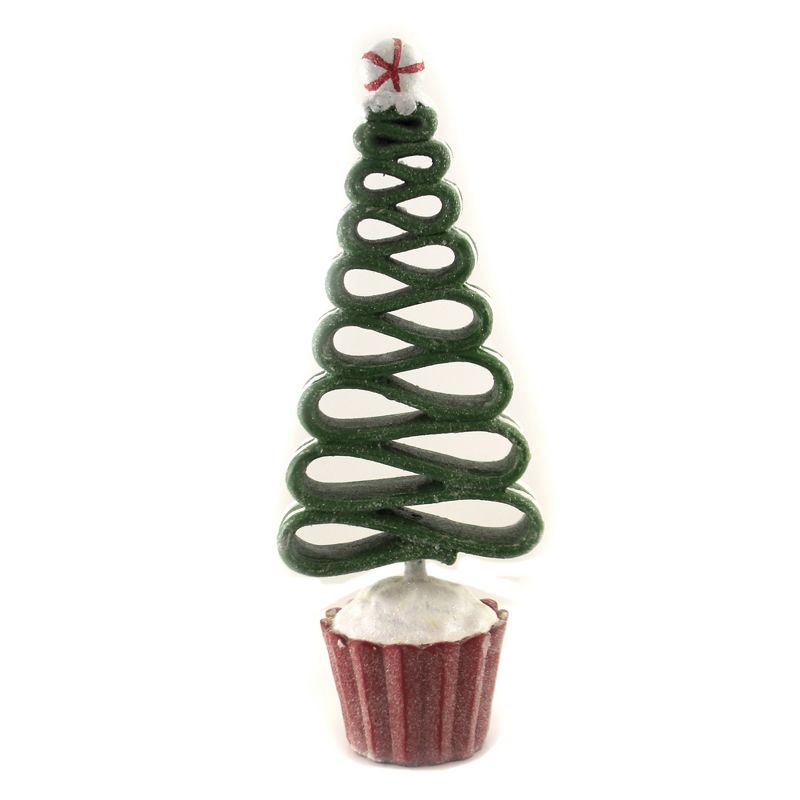 Christmas 13.25" Green & White Ribbon Candy Tree Decore Centerpiece Decorate  -  Decorative Figurines