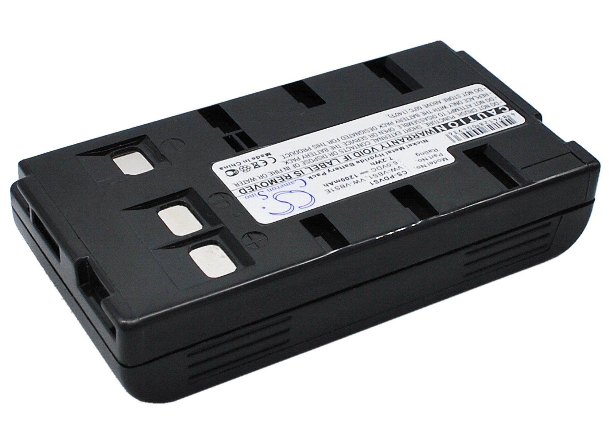 1200mAh / 7.20Wh Battery For JVC NV-S6, NV-S600, NV-S600EN, NV-S6A, NV-S6B, NV-S6E, NV-S7,