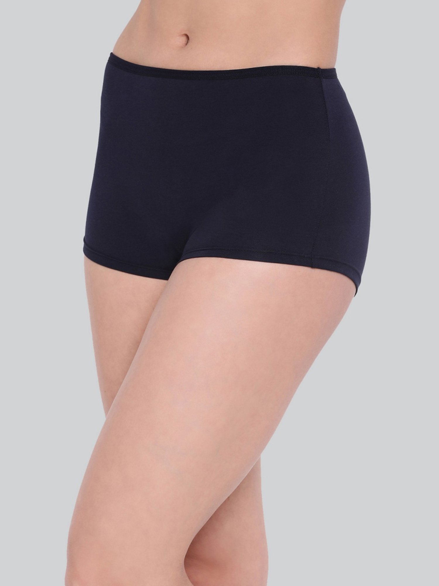 Lyra Red & Navy Cotton Boy Shorts Panties - Pack Of 2