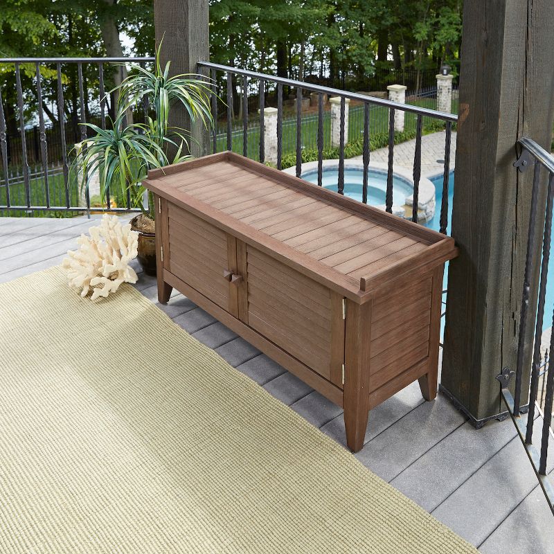 Wood Outdoor Bench in Natural Brown-Pemberly Row