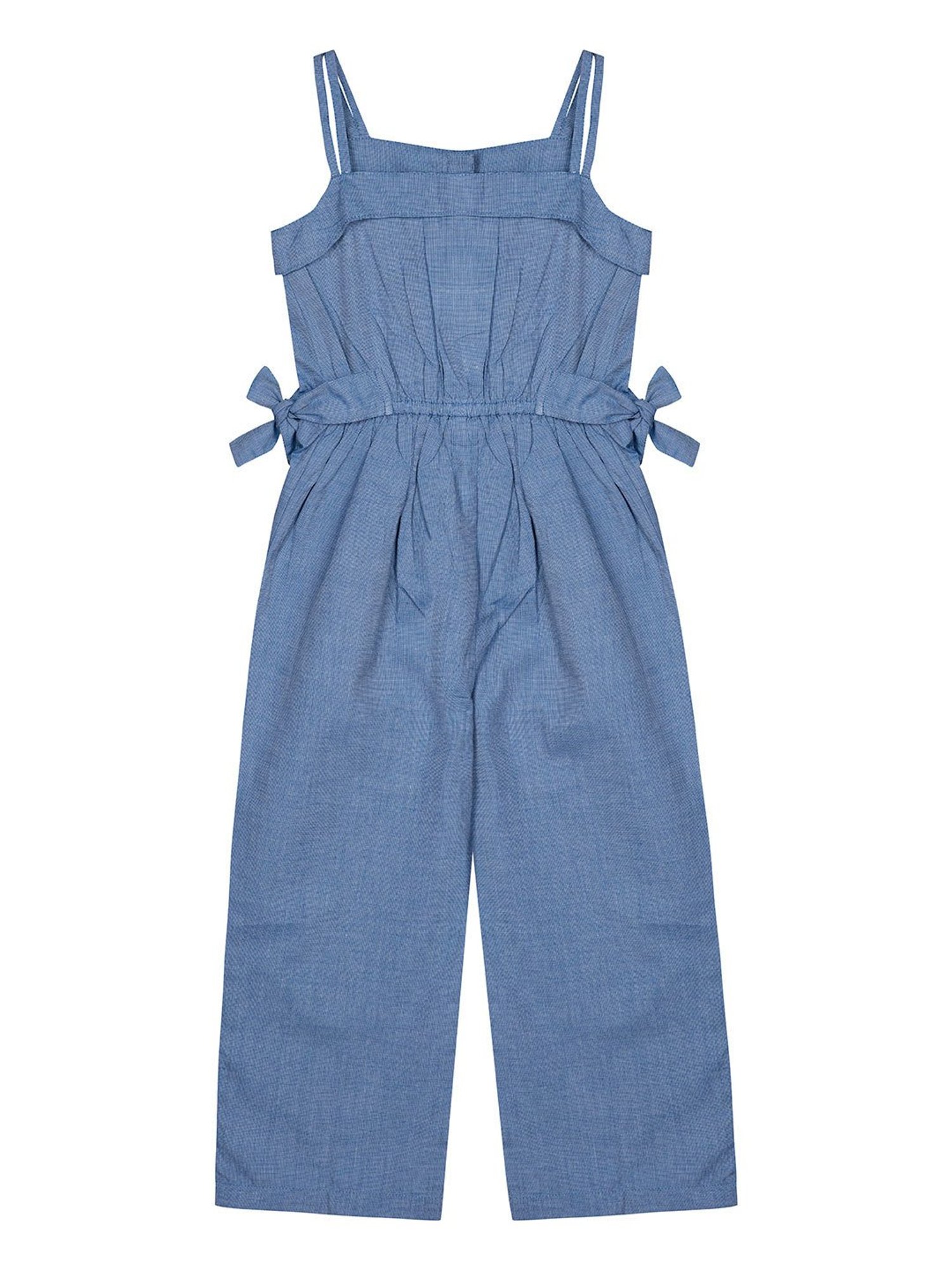 Budding Bees Kids Blue Embroidery Jumpsuit