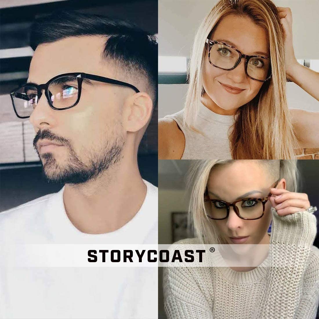 3 PACK Blue Light Blocking Glasses Unisex Square (Anti Eye Fatigue) Computer Gaming Glasses