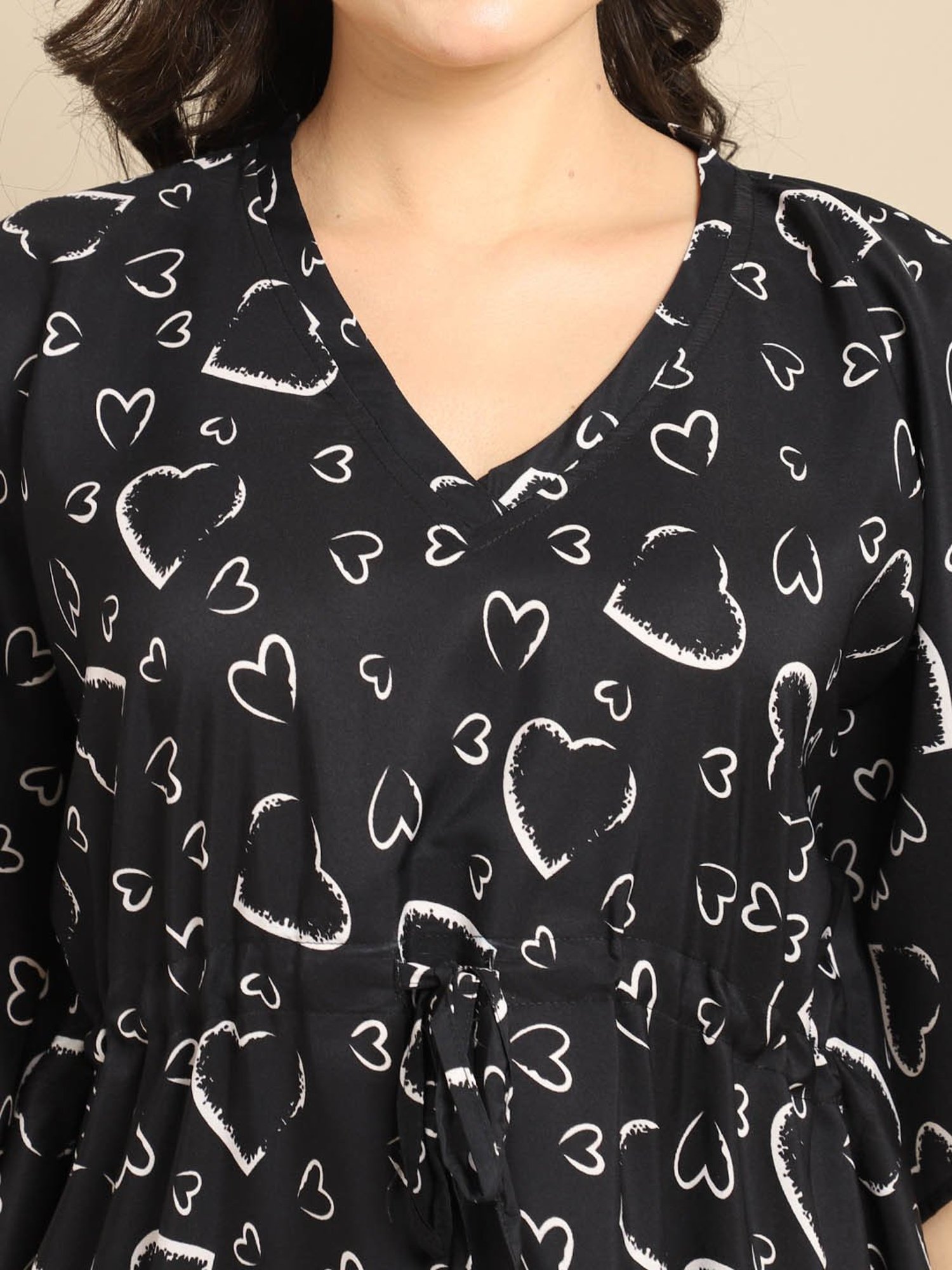 Boston Club Black Floral Print Kaftan