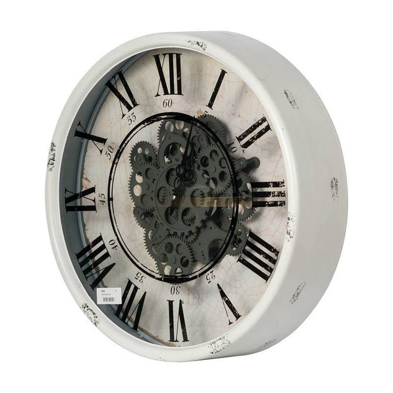 16.5" Round Vintage Gear Wall Clock White - A&B Home