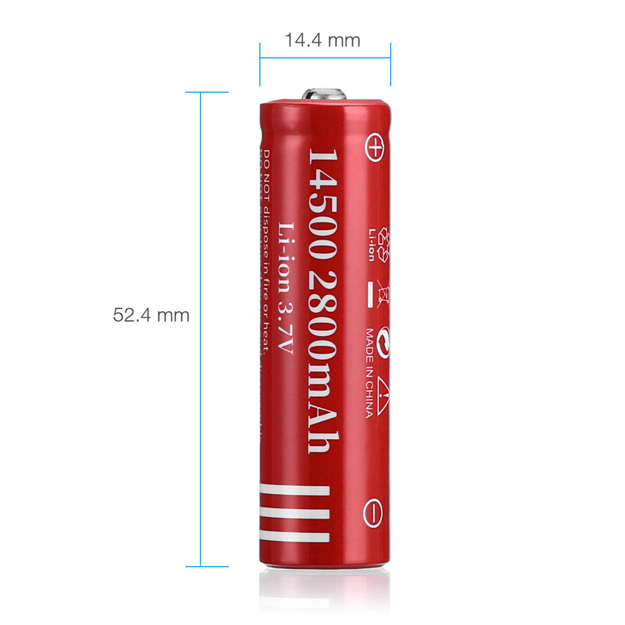 4 piece 2800mAh 14500 3.7V Li-ion Rechargeable Batteries for Torch Camera Flashlight