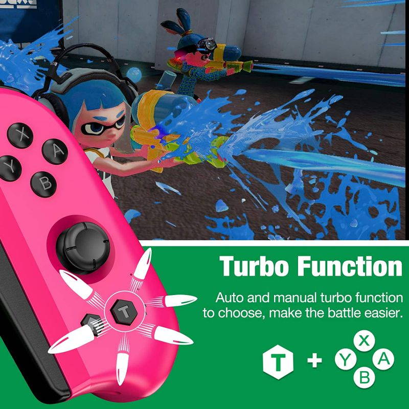 Switch Controller Compatible with Nintendo Switch Joycon, 4 Custom Macro Rear Buttons & 2 Turbo Buttons Pink and Green Switch L/R Replacement for Joycon Controllers Dual Vibration 6-Axis Gyro