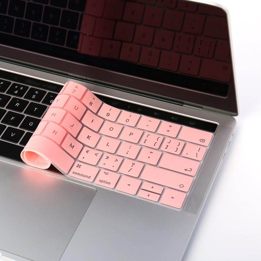 Premium Keyboard Cover Skin for MacBook Pro 13 inch with Touch Bar and Backlight Silicone Keyboard Protector for MacBook Pro 15 inch with Touch Bar( 2016/2017/2018)-Sakura Pink, US Layout