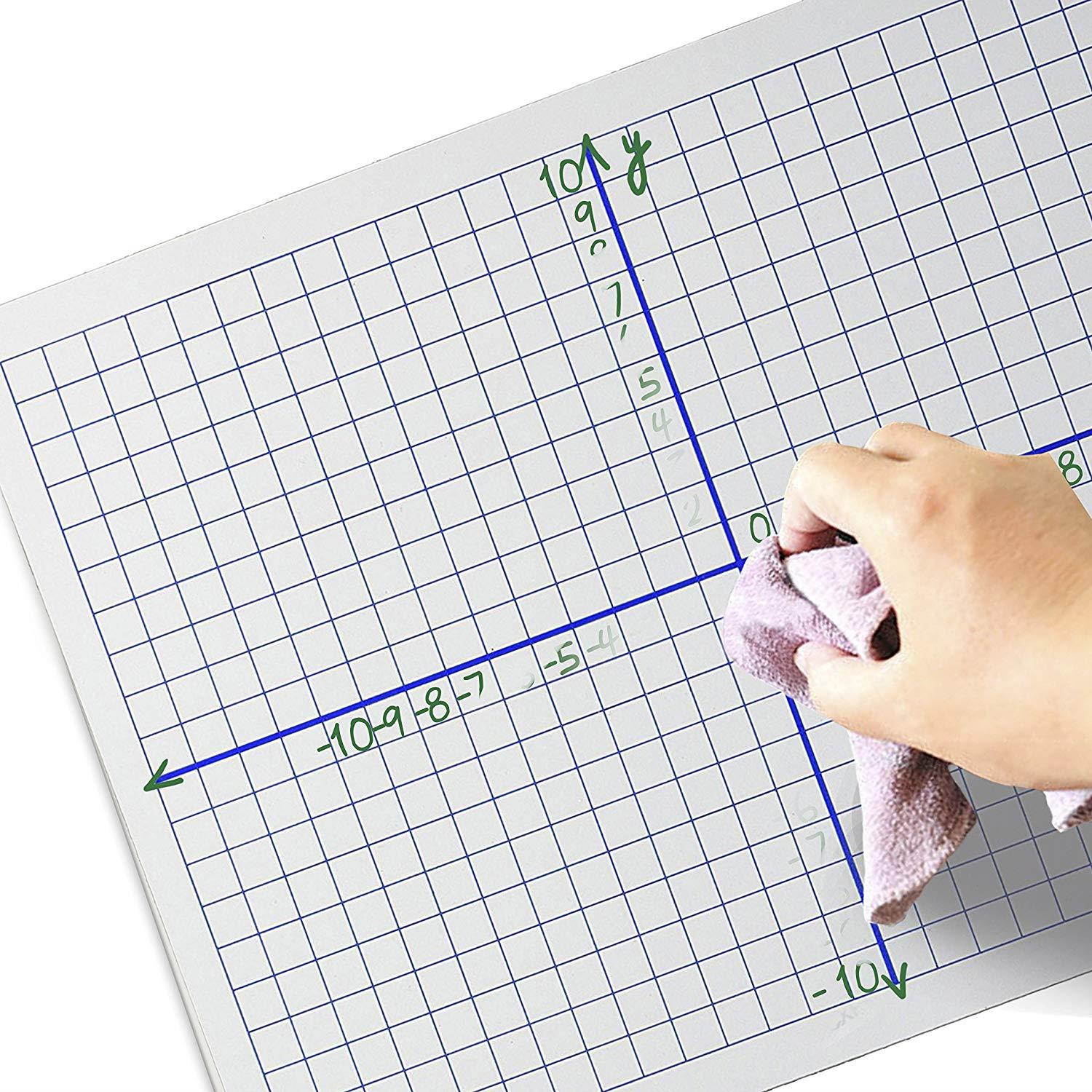 12 Pack Dry Erase XY Axis Lap Board 9&rdquo;X12&rdquo; | Interactive Learning Coordinate Grid Whiteboard | For Student and Classroom Use, Math Board , and College Board (Double Sided)
