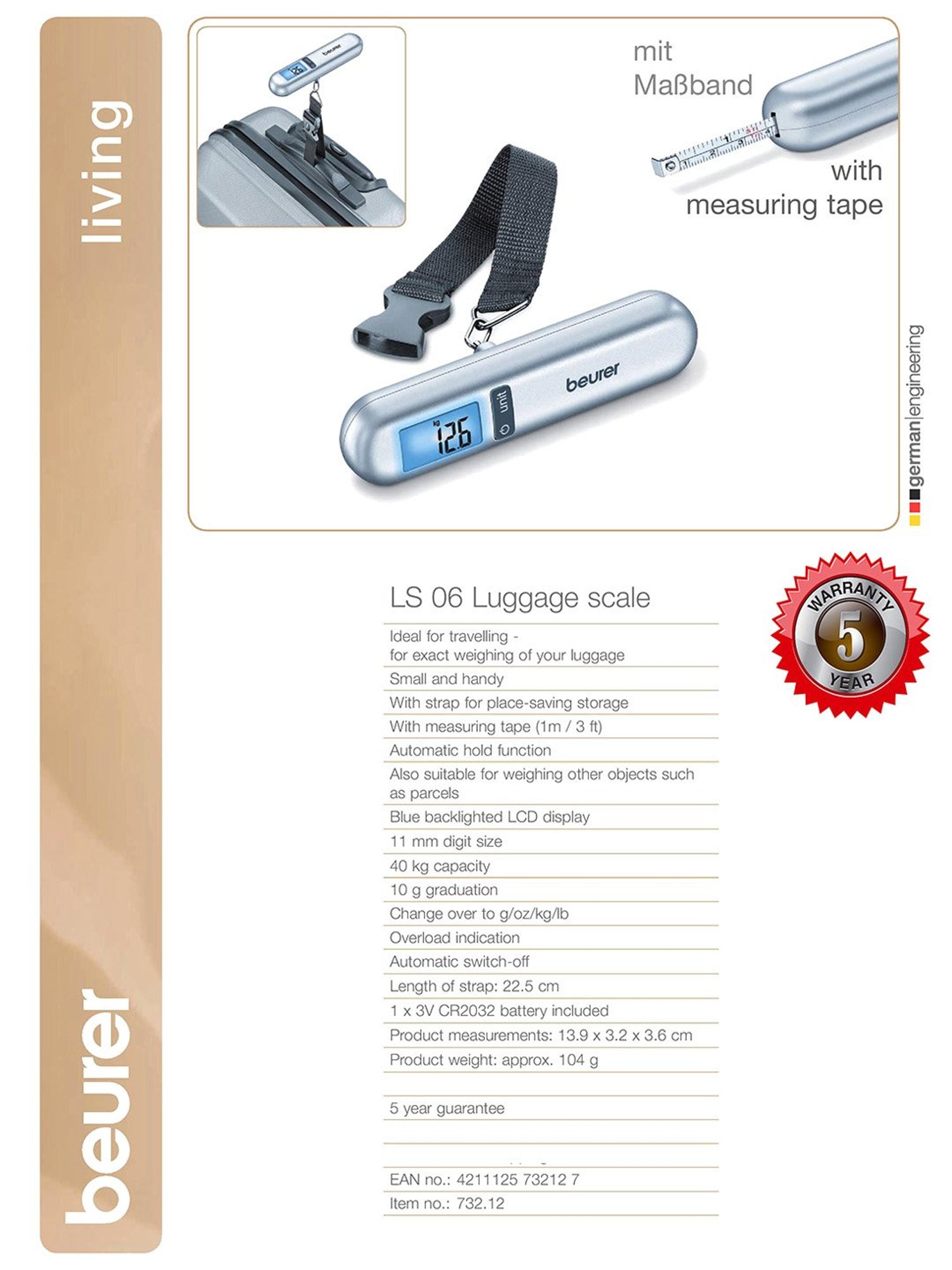 Beurer LS 06 Luggage/Weighing Scale