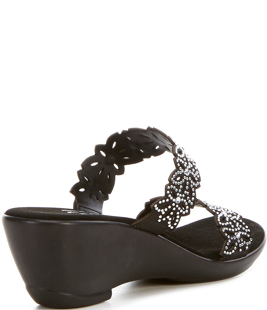 Onex Stacey Banded Floral Embellished Leather Slide Sandals