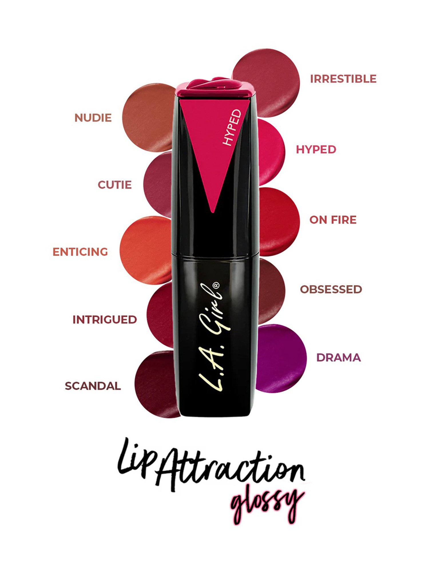 L.A. Girl Lip Attraction Lipstick Hyped - 3.2 gm