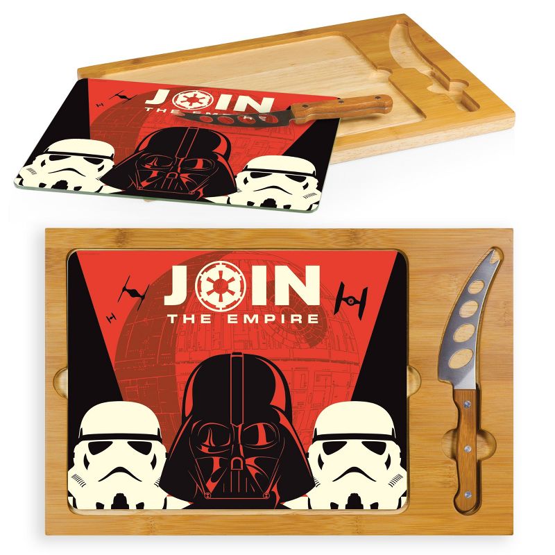 Star Wars Empire Icon Glass Top Serving Tray with Knife Set by Picnic Time