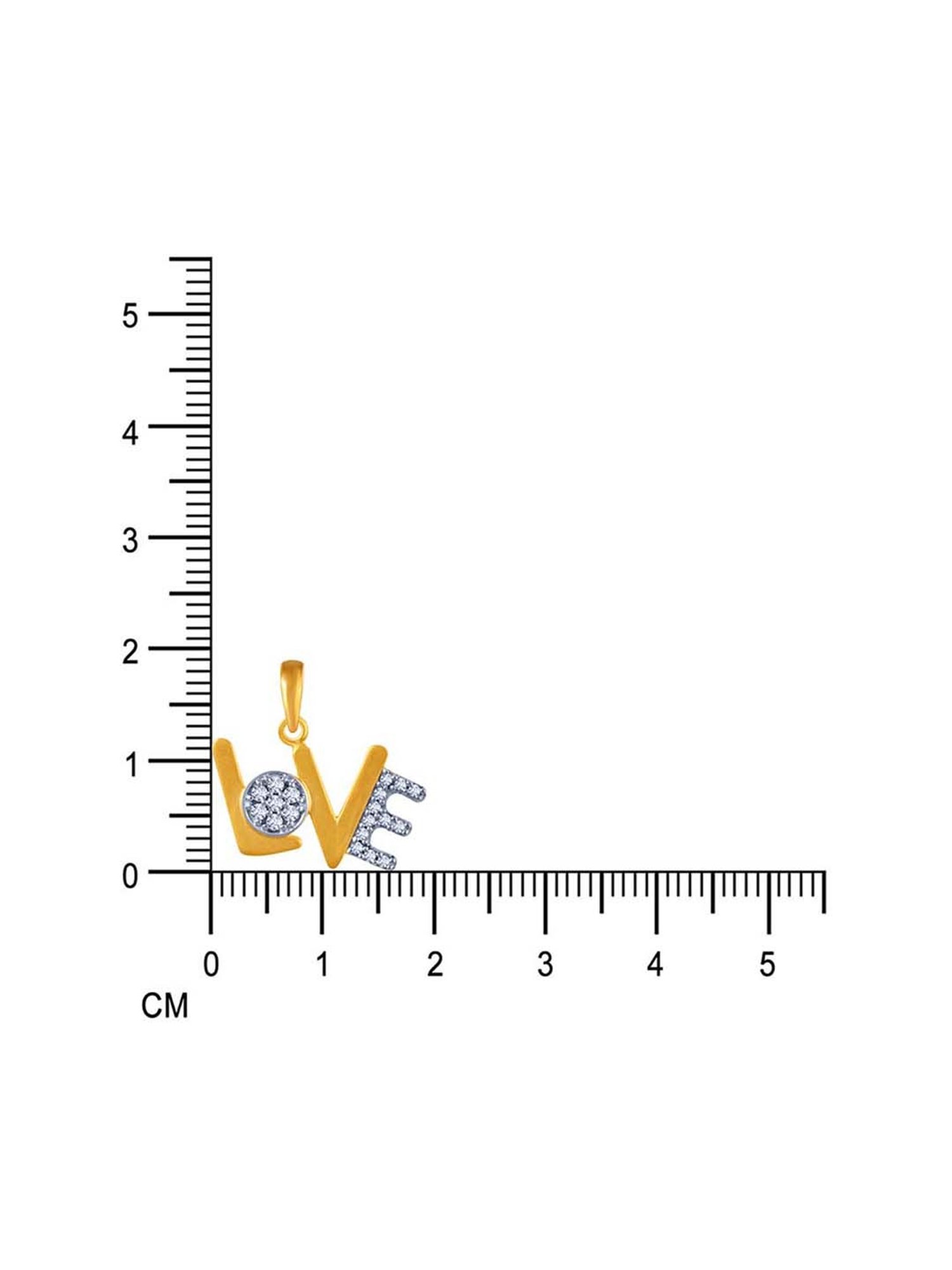 P.C. Chandra Jewellers 14k Yellow Gold Studded 'LOVE' Pendant for Women & Girls