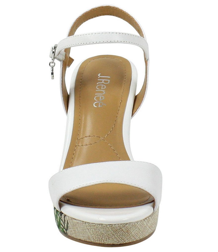 J. Renee Triella Leather Toucan Embroidered Platform Wedge Sandals