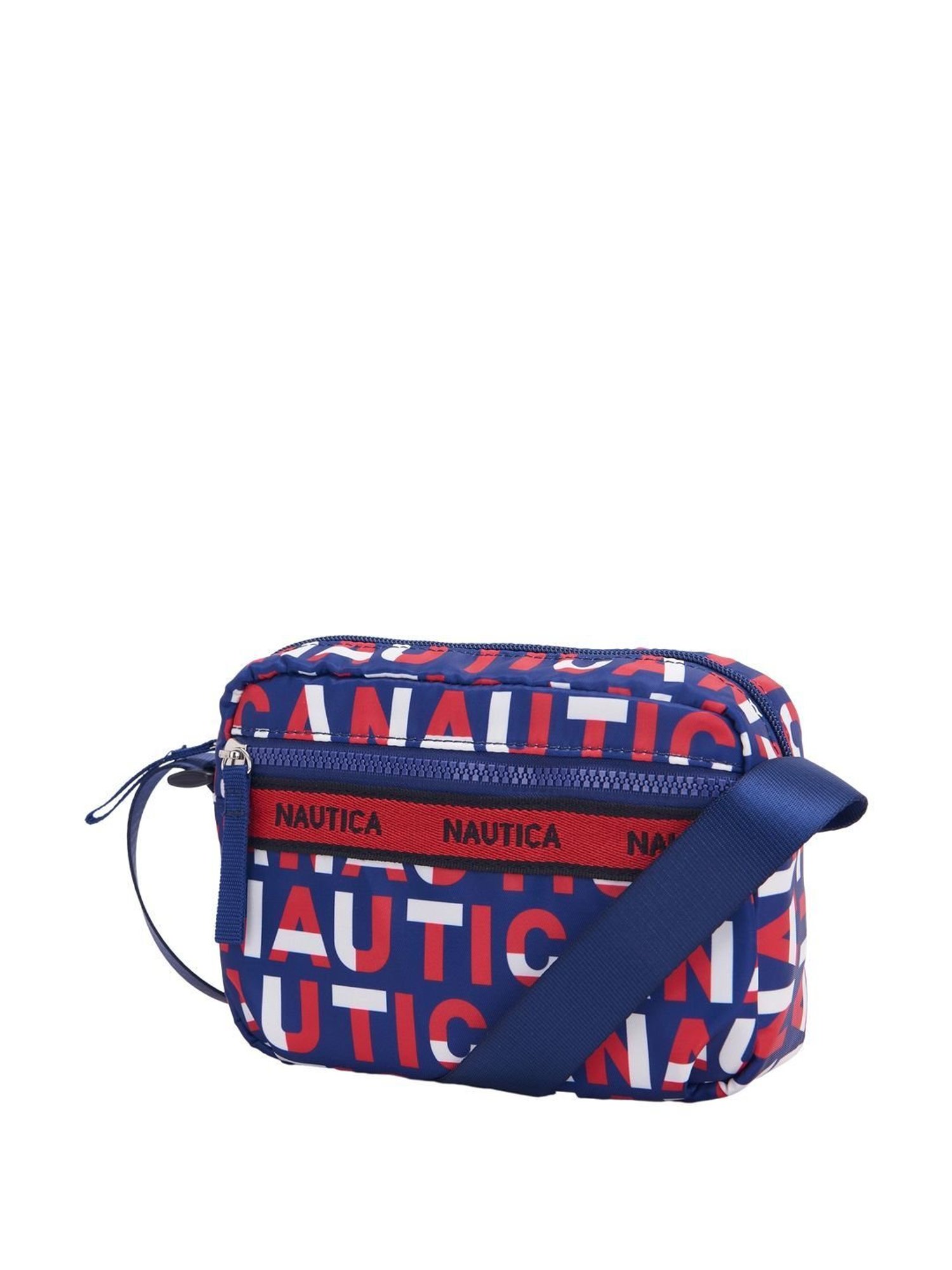 Nautica Navy Blue & Red Printed Medium Sling Handbag
