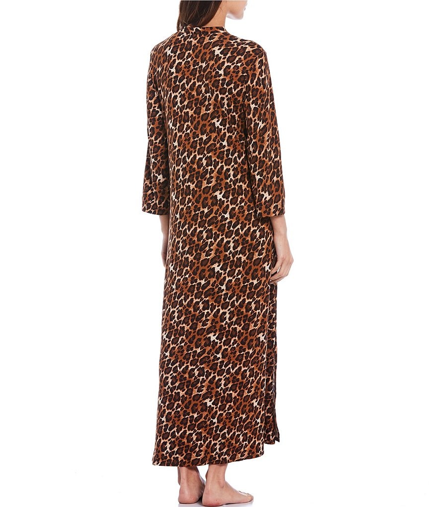 N Natori Wild Instinct Animal Print Jersey Knit Caftan