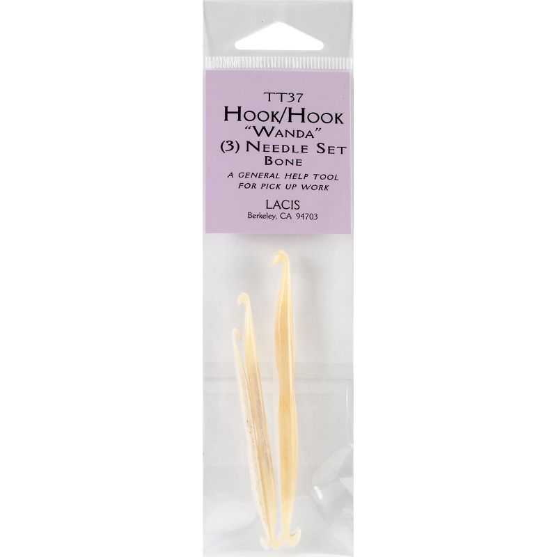 Lacis Double-Ended Bone Crochet Hooks 3/Pkg-D4/3mm - 3", F6/4mm - 3.5", J10/6mm - 4"