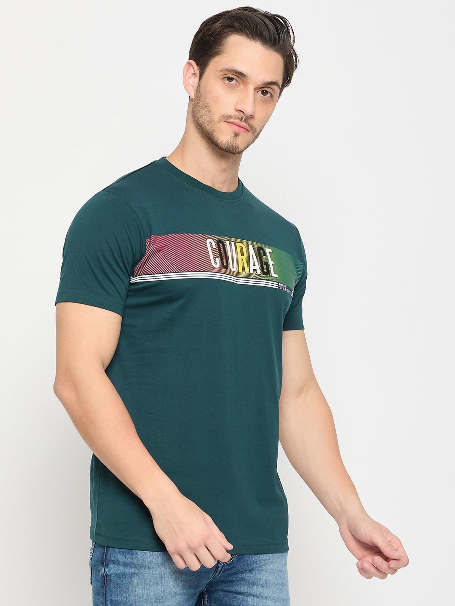 Duke Teal Slim Fit Printed T-Shirt