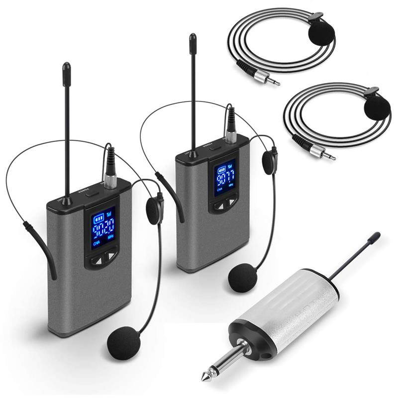 Wireless System With Dual Headset Mics/lavalier Mics Bodypack Transmitters