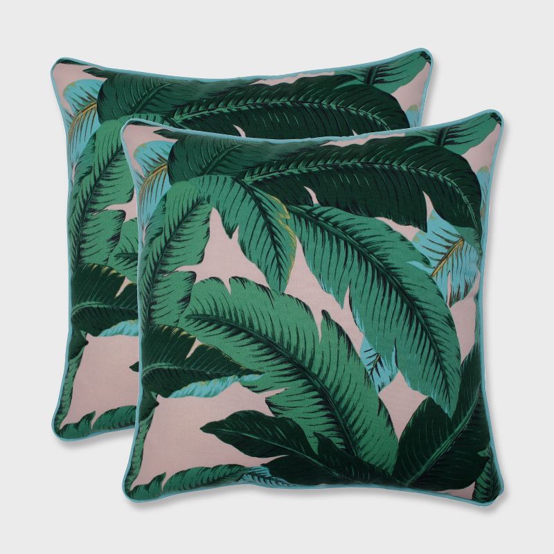 2pk 18.5" Swaying Palms Outdoor Throw Pillow Capri Blue - Pillow Perfect