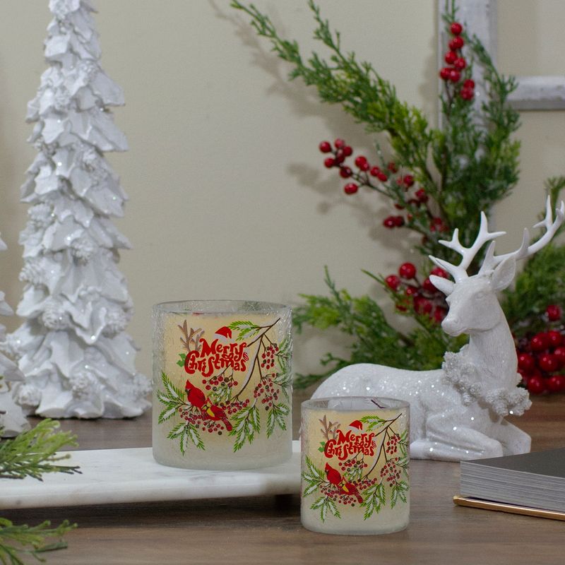Northlight 2.75-Inch Cardinal and Pine Hand Painted Flameless Christmas Candle Holder