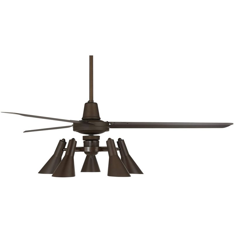 60" Casa Vieja Industrial Retro Ceiling Fan with Light LED Dimmable Remote Oil Rubbed Bronze Adjustable Head for Living Room