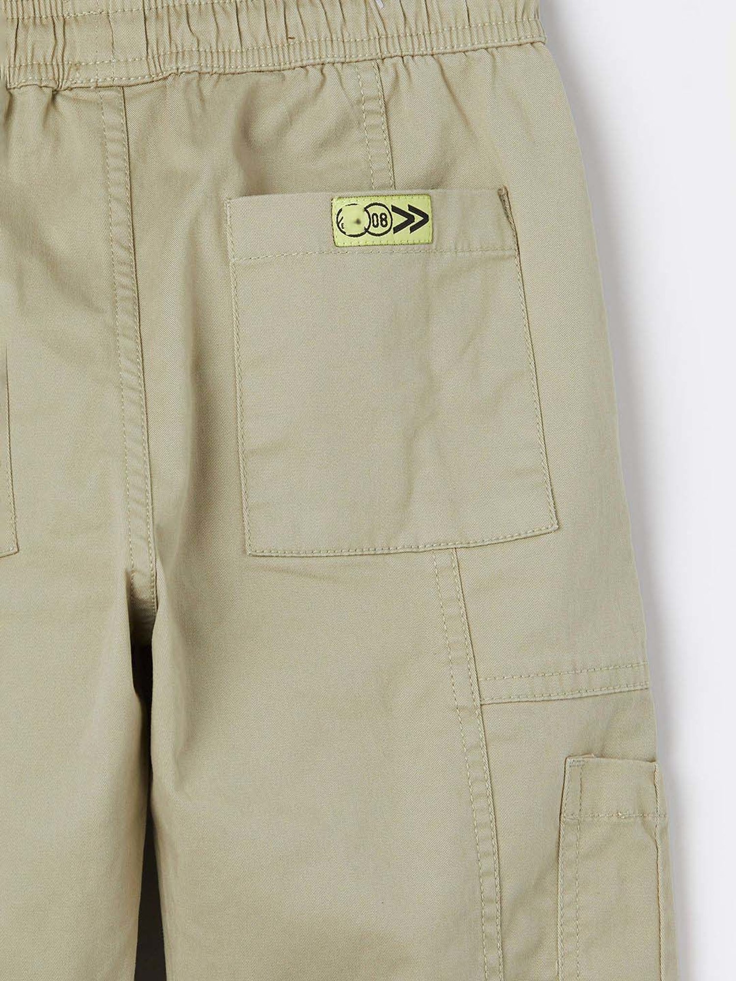 Fame Forever by Lifestyle Boys Khaki Cotton Solid Woven Bottom