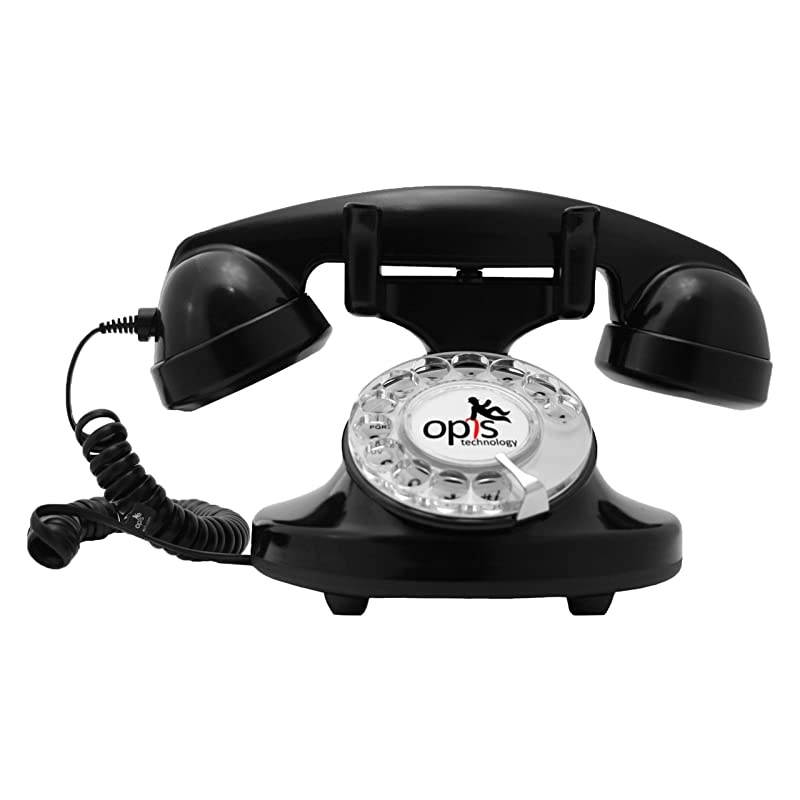 FunkyFon Cable Rotary dial disc Telephone in The sinuous Style of The 1920s with Modern Electronic Bell White