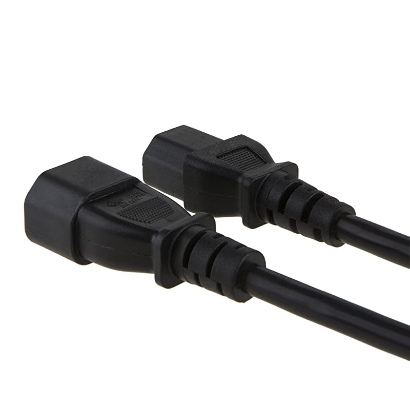 2-Pack] 3 Feet 18AWG C14 to C13 PDU Style Computer Power Extension Cable, 0.915M / Black
