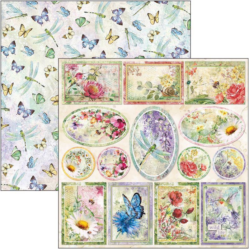 Ciao Bella Double-Sided Paper Pack 90lb 12"X12" 8/Pkg-Microcosmos, 8 Designs/1 Each