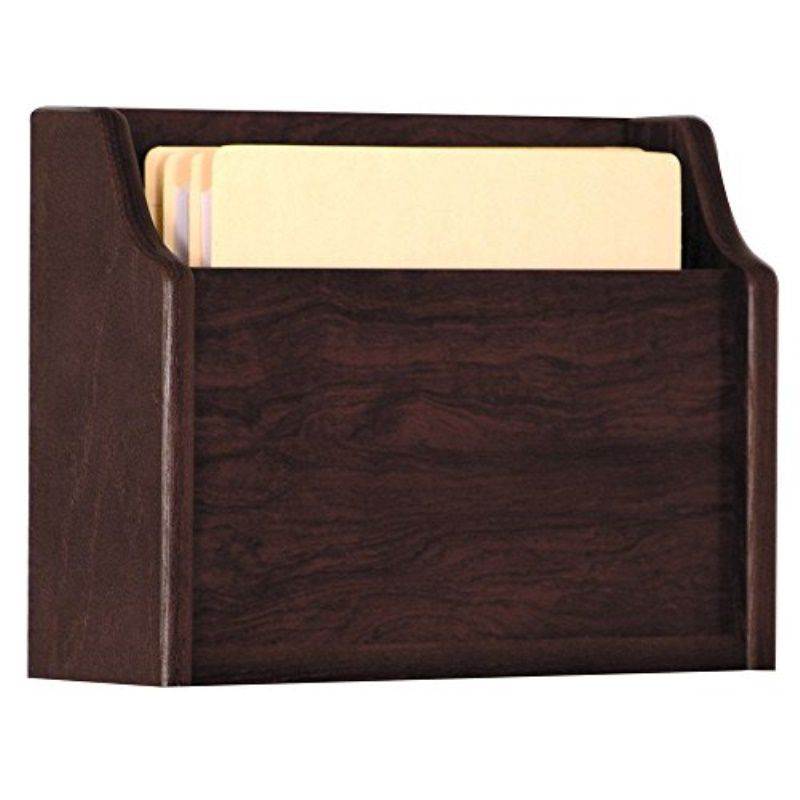 Wooden Mallet Home Office Deep Pocket Letter Size File Holder Wall Display Storage Rack Furniture Mahogany