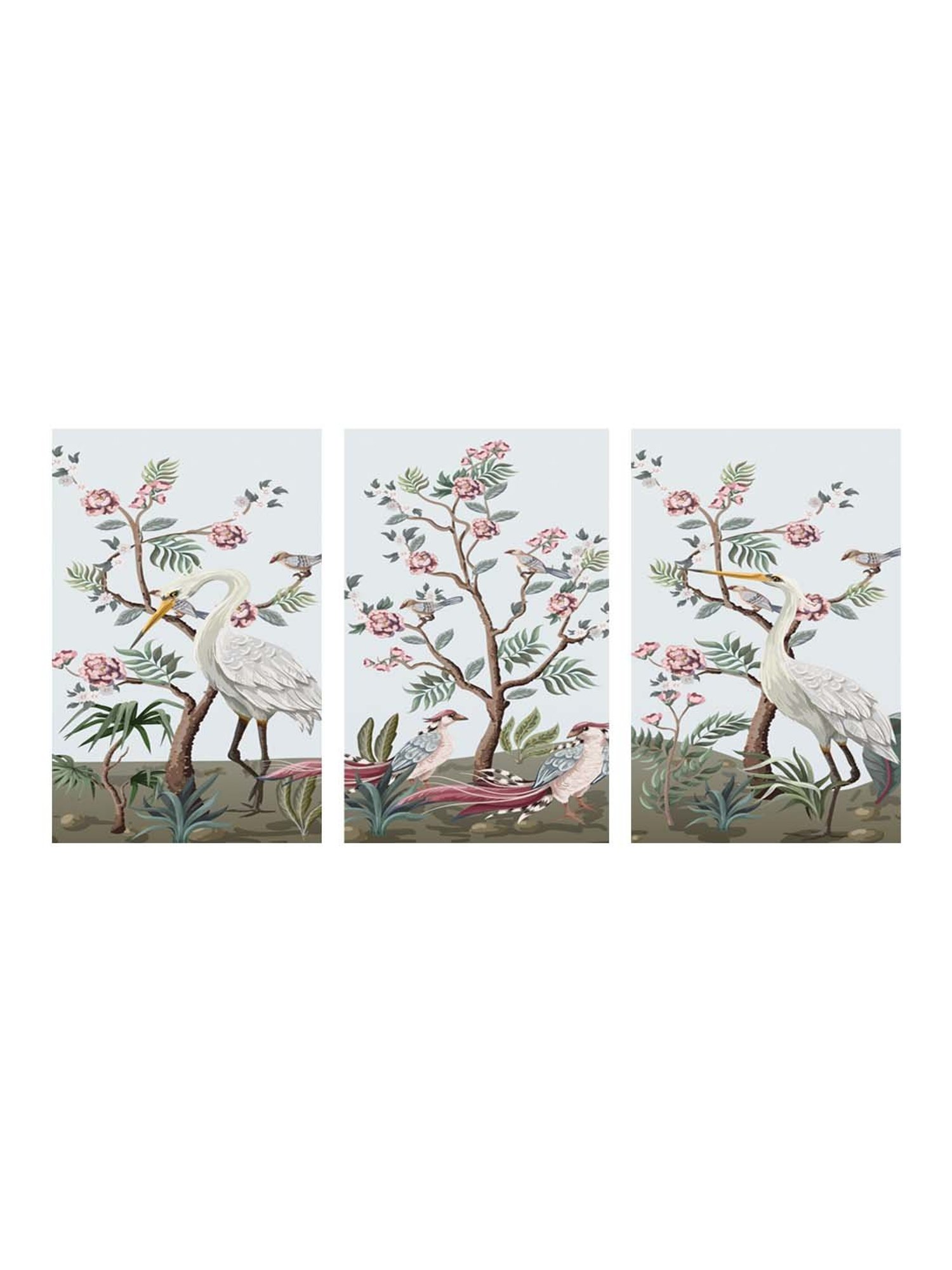 999Store Multicolor Flamingo with Tree Art 3 Frame Canvas Paintings