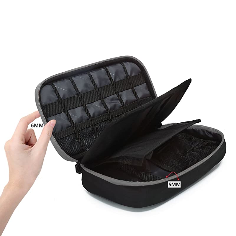 Electronic Organizer Travel Cable Organizer Bag Portable Electronic Accessories Bag for Cable USB Black and Grey