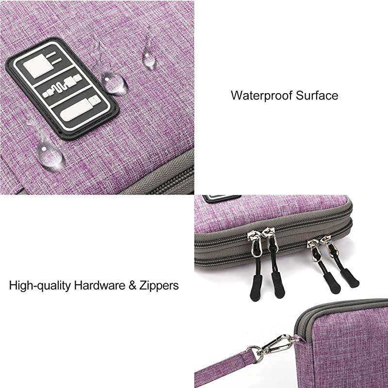 Electronics Organizer  Electronic Accessories Cable Organizer Bag Waterproof Travel Cable Storage Bag for Charging Cable Cellphone Mini Tablet Up to 79 and MorePurple and Gray