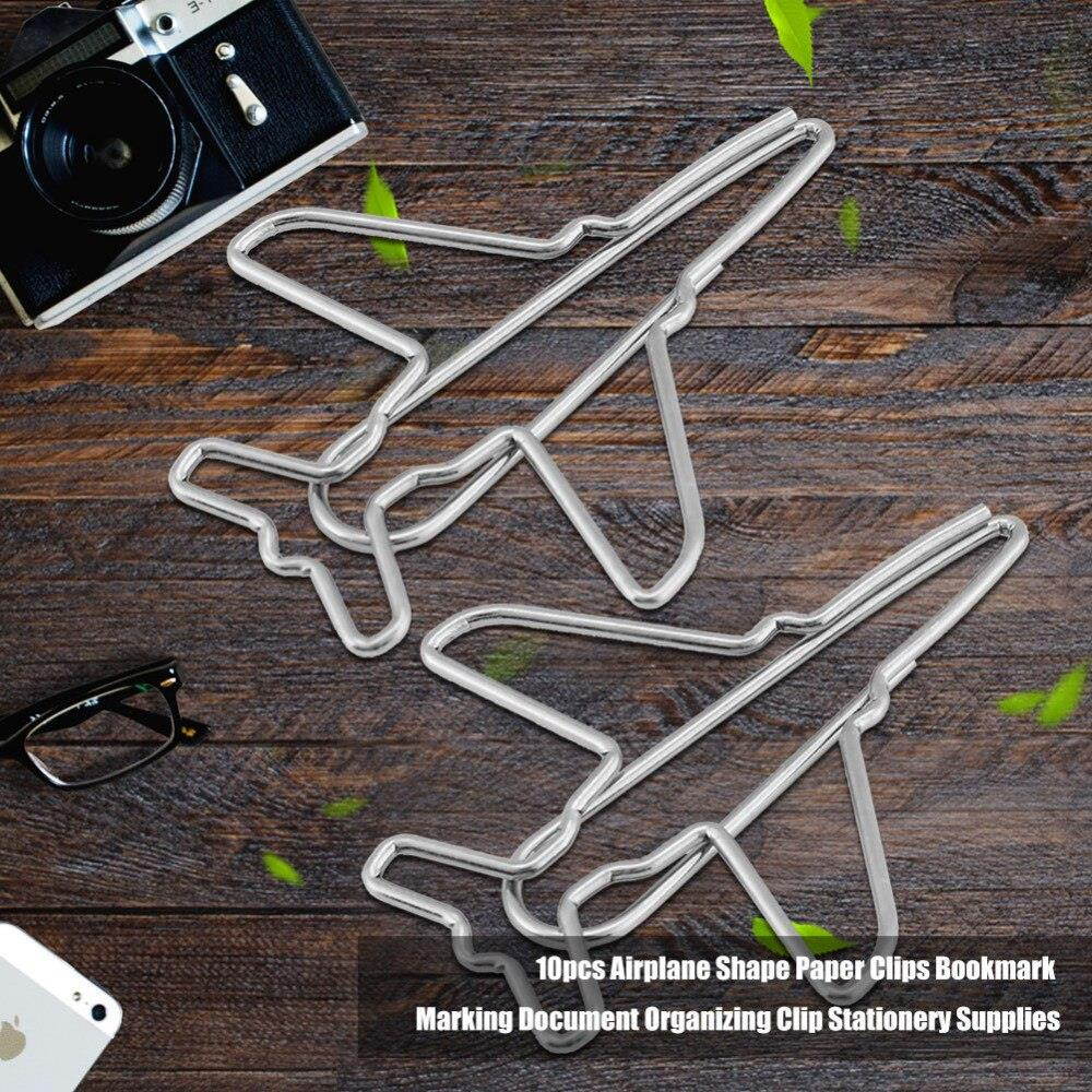 10pcs Airplane Shape Paper Clips Bookmark Marking Document Organizing Clip Bookmark Office Shool Stationery Marking Clip