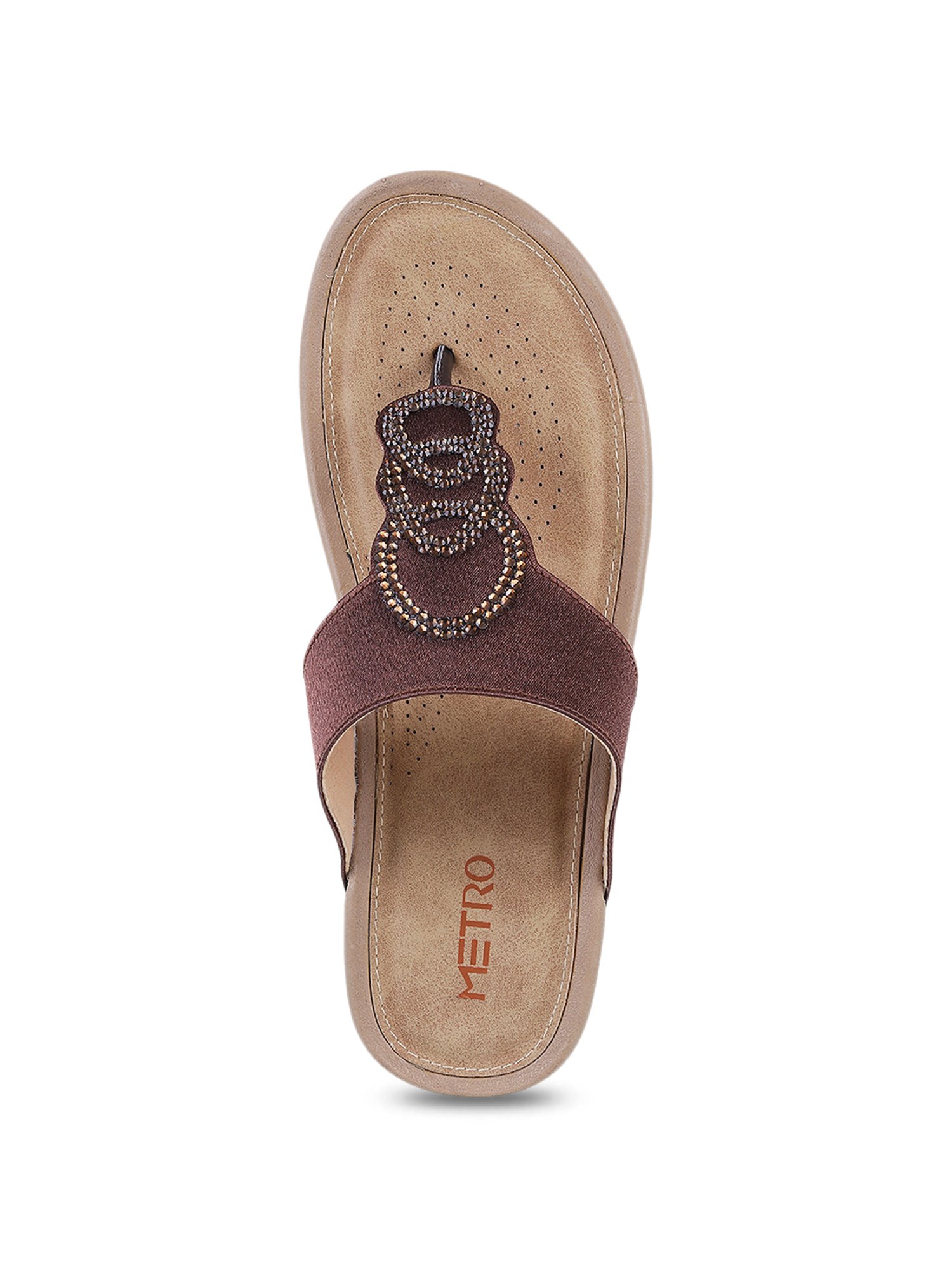 Metro Women's Brown T-Strap Wedges