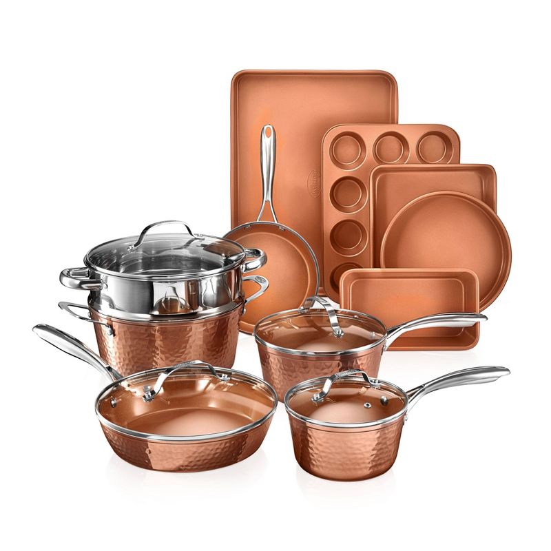 Gotham Steel Hammered Copper 15pc Cookware/Bakeware Set