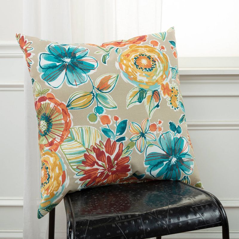 22"x22" Oversize Poly-Filled Floral Indoor/Outdoor Square Throw Pillow - Rizzy Home