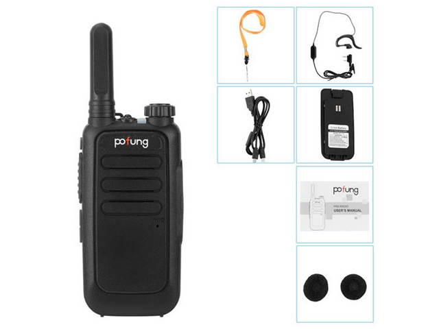 2 pcs Pofung T15 FRS Digital Tube, Flashlight, 16 Channels, Dual Knobs (Fixed Antenna), Aluminum Alate Shielding 2W/0.5W Integrated Walkie-talkie 1500mAh Battery,WT01