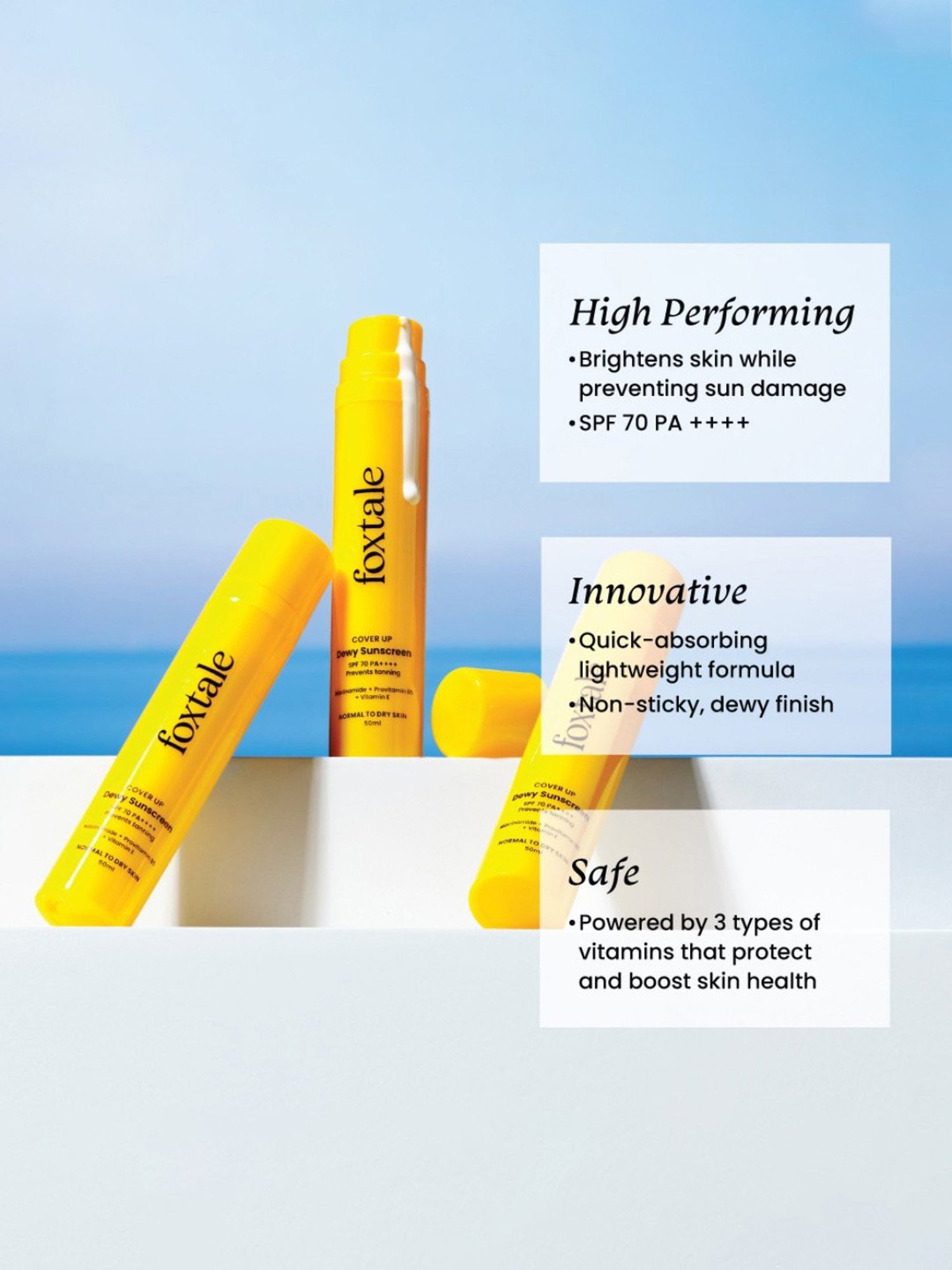 Foxtale Cover Up Dewy Sunscreen SPF 70 PA++++ - 50 ml