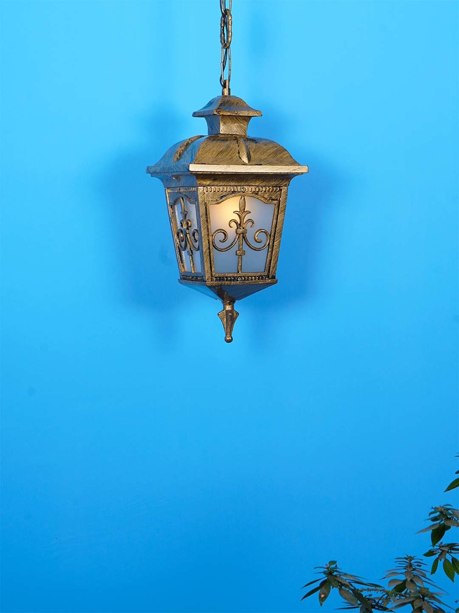 Fos Lighting 'Londonderry' Antique Gold Aluminium Outdoor Hanging Pendant Light - Set of 1