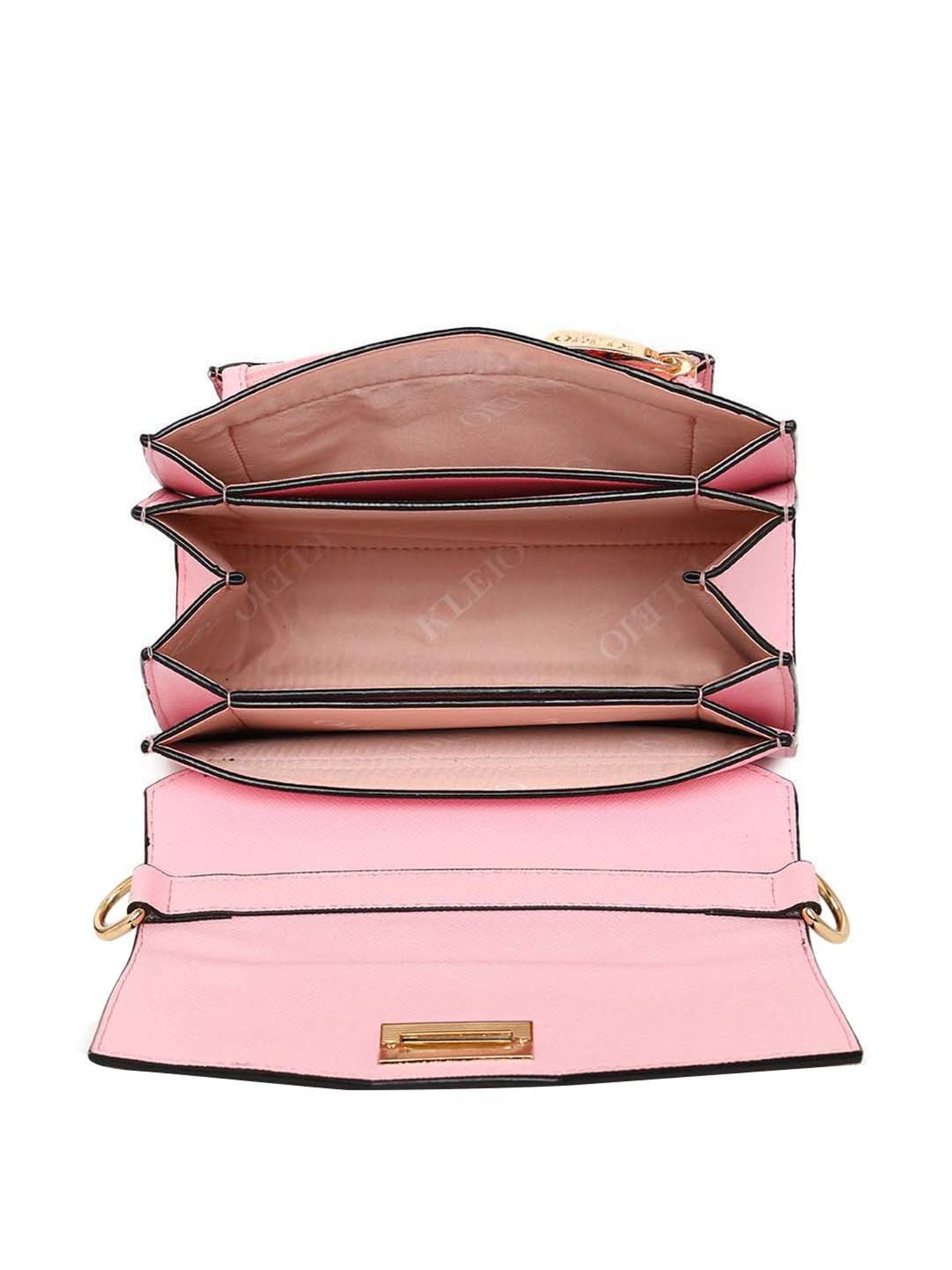 KLEIO Pink Color Block Medium Sling Handbag