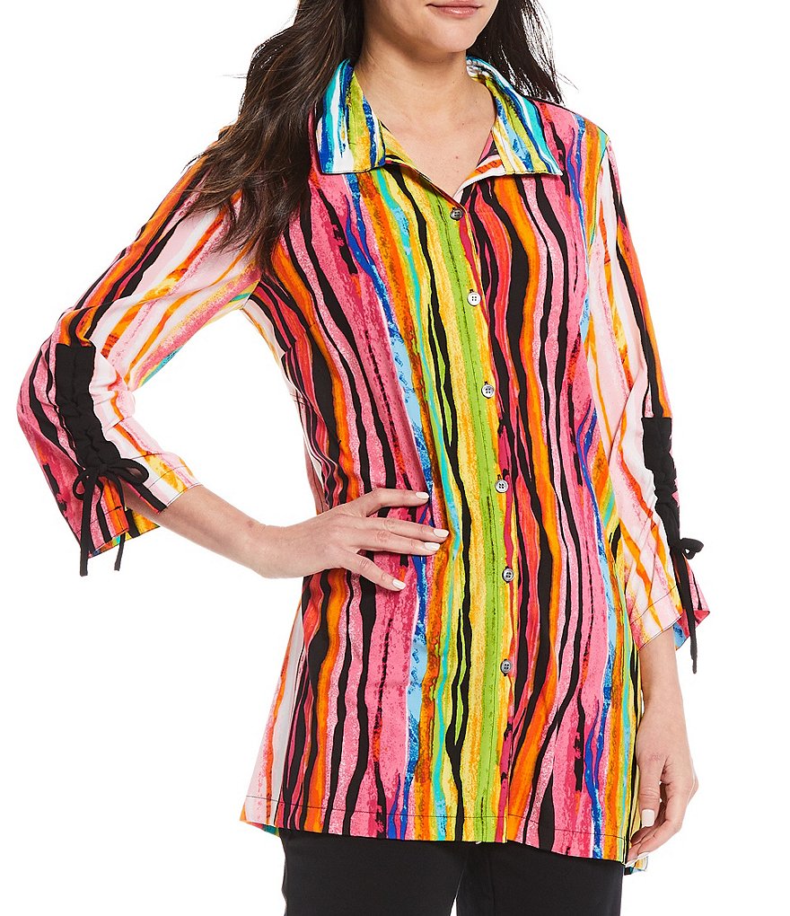 Calessa Floral Embroidered Round Neck Short Sleeve Tunic