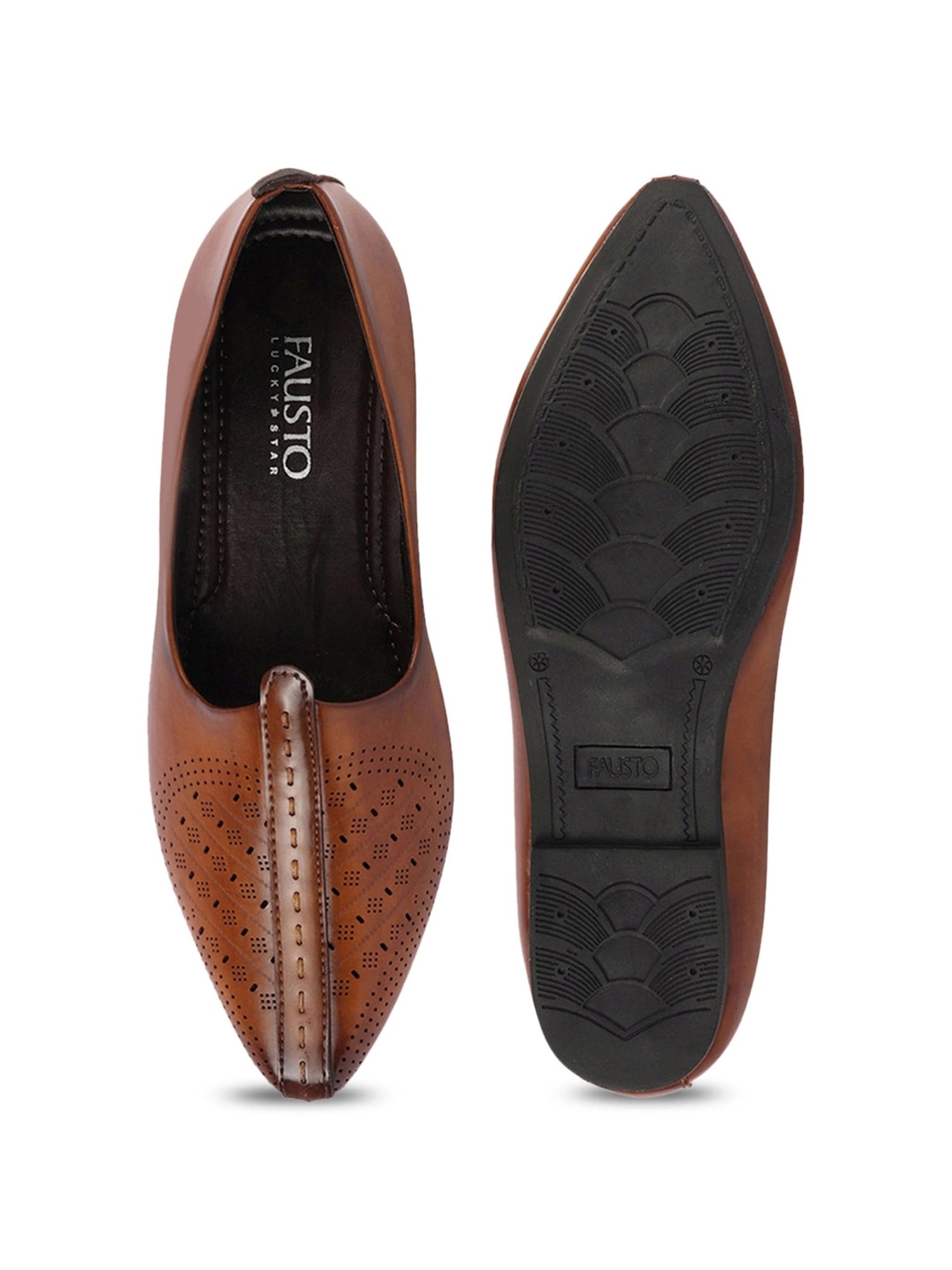 Fausto Men's Tan Ethnic Juttis